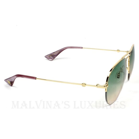 GUCCI SUNGLASSES GG0107S 006 AVIATOR INTERLOCKING G LOGO AND BEE DETAIL - Picture 6 of 6